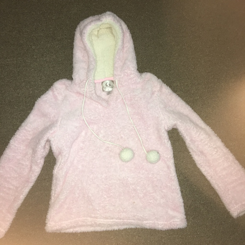 Pink fluffy pullover sweatshirt